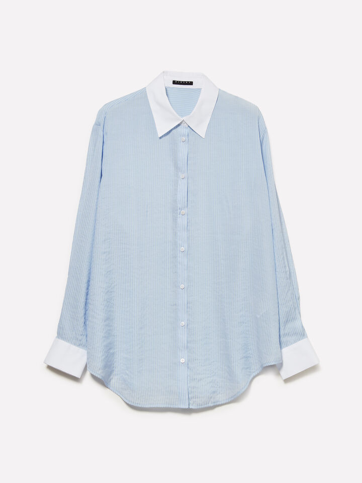Light blue striped comfort fit shirt - women's shirts - Light Blue | Sisley image number 5